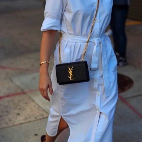 YSL Saint Laurent KATE SMALL CHAIN BAG IN GRAIN DE POUDRE LEATHER! MSRP$2,100 - Picture 1 of 13